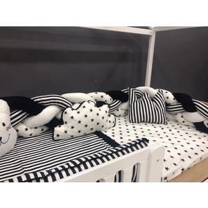 Mini Baby 4'lü Örgülü Siyahbeyaz Montessori Bebek-Çocuk Uyku Seti