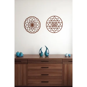 Sri Yantra ve Torus 2'li Set Kahverengi Dekoratif Tablo