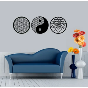 Yaşam Çiçeği Sri Yantra Yin Yang 3'lü Set