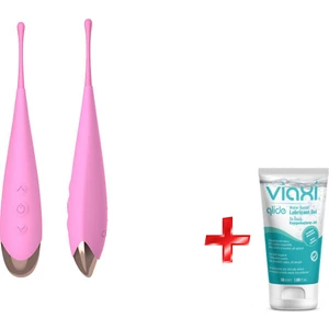 Çift Başlıklı A-Spot ve Klitoris Uyarıcı Şarjlı Su Geçirmez Vibratör+Jel