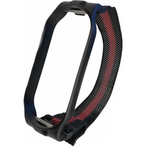 Case 4U Xiaomi Mi Band 6 / Mi Band 5 Akıllı Bileklik Metal Çerçeveli Kordon Mıknatıslı Milano Loop Siyah Kırmızı