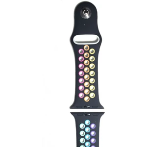 Case 4U Apple Watch Uyumlu Seri 7/6/SE/5/4 Silikon Spor Kordon 38mm 40mm 41mm Siyah Renkli