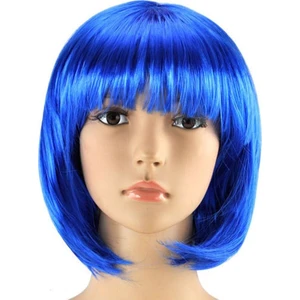 Mavi Parti Peruğu Kısa Küt Saç