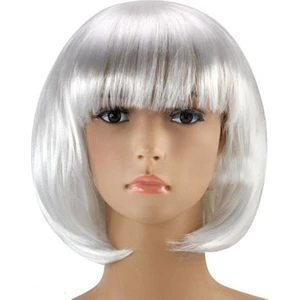 Beyaz Parti Peruğu Kısa Küt Saç