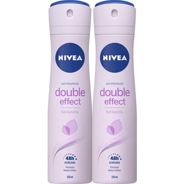 NIVEA Kadın Sprey Deodorant Double Effect Mor Düşler 150 ml x2 Adet,48 Saat Koruma,Pürüzsüz