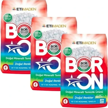 Boron Doğal Mineralli Temizlik Ürünü Renkliler İçin 4 kg x 3