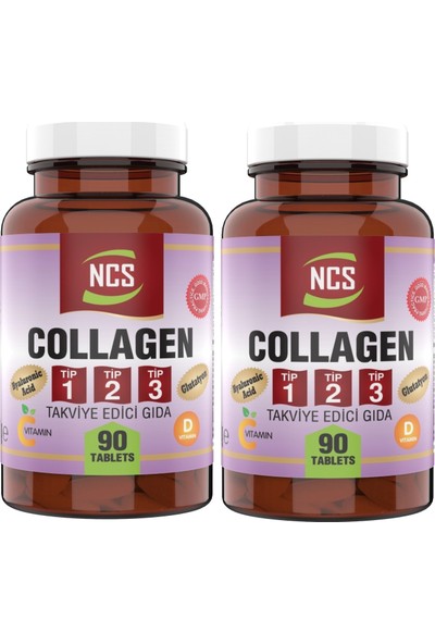Ncs Collagen (Kolajen) (Tip) 1-2-3 Hyaluronic Acid 2 x 90 Tablet Glutatyon C & E & D Vitamini