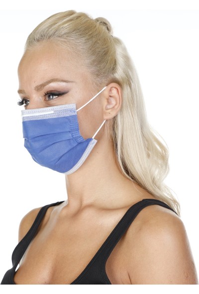 Rubmedical Ultrasonik Cerrahi Maske Lacivert 3 Katlı 100 Adet