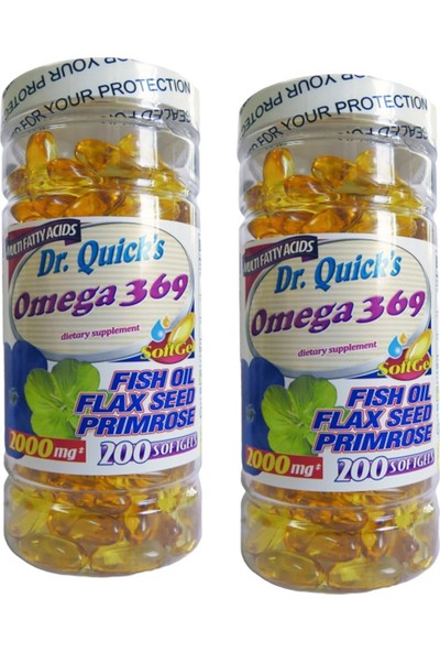 Dr Quicks Omega 3.6.9 Flax Seed Oil Primrose Oil 200 Softgel 2 Adet