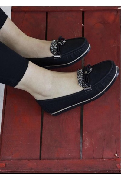 Divamod New Star Taşlı Siyah Günlük Kadın Ayakkabı