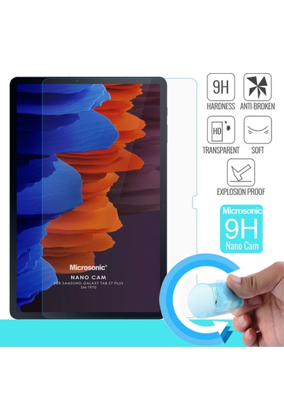 Microsonic Samsung Galaxy Tab S7 Plus T970 Nano Glass Ekran Koruyucu Şeffaf