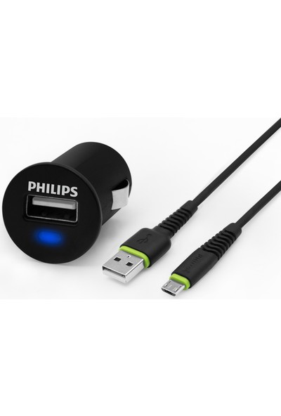 Philips DLP2520U/97 USB Araç Şarj Cihazı 2.1A + Micro USB Şarj Kablosu 1.2 mt