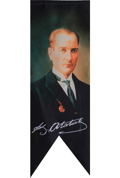Antalya Dünya Bayrak Atatürk Imza Posterli Kırlangıç Bayrağı 50 x 150 cm