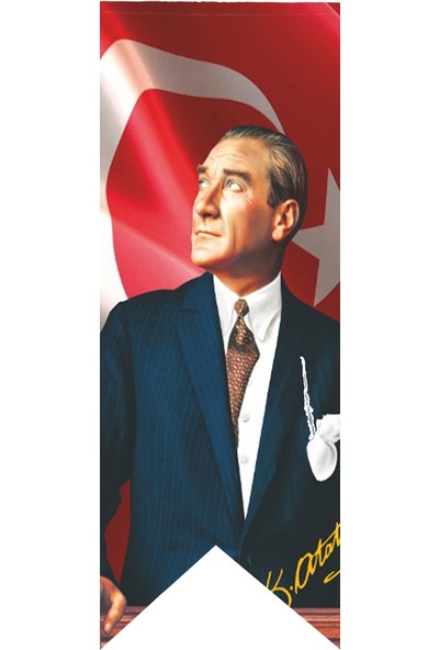 Antalya Dünya Bayrak Atatürk Trenden Bakış Posterli Kırlangıç Bayrağı 50 x 150 cm