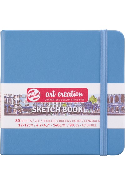 Talens Sketchbook Sert Kapak Eskiz Çizim Defteri 12 x 12 cm 140 gr 80 Yaprak Pastel Mavi