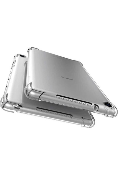 Ceplab Apple iPad 6.nesil 9.7" 2018 Kılıf Şeffaf Shockproof Silikon Kapak + Nano Esnek Koruyucu Cam