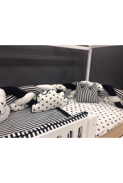 Mini Baby 4'lü Örgülü Siyahbeyaz Montessori Bebek-Çocuk Uyku Seti