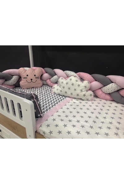 Mini Baby 4'lü Örgülü Pembe Montessori Bebek-Çocuk Uyku Seti