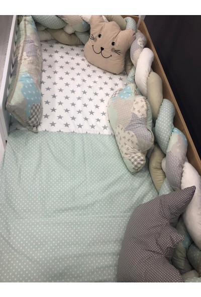 Mini Baby 4'lü Örgülü Yeşil Montessori Bebek-Çocuk Uyku Seti