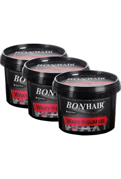 Bonhair Waxy Gum Gel Waxlı Saç Jölesi 3 x 750 ml
