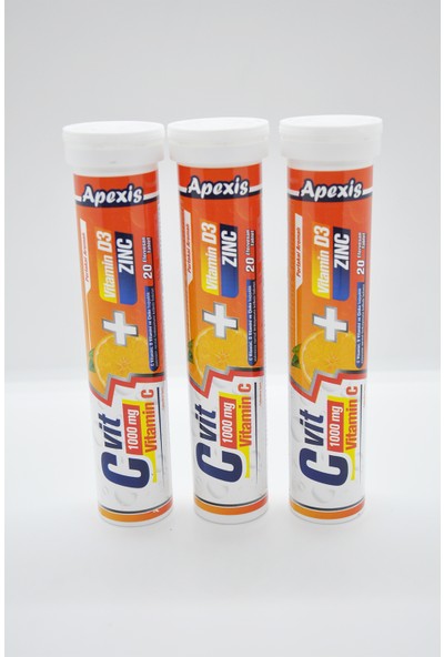 Apexis Cvit 1000 mg + D3 + Zinc 20 Efervesan Tablet 3 Adet