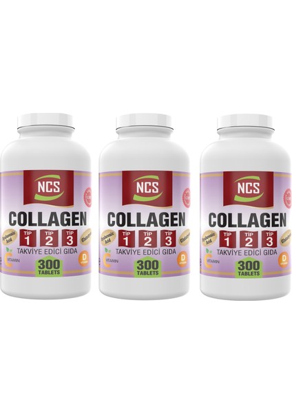 Collagen () (Tip) 1-2-3 Hyaluronic Acid 3 x 300 Tablet = 900 Tablet C & E & D Vitamini
