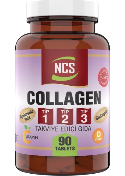 90 Tablet Hidrolize Collagen () Type (Tip) 1-2-3 Hyaluronic Acid Vitamin C Glutatyon