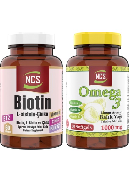 Omega 3 Balık Yağı K & D Vitamini 60 Kapsül Biotin 60 Kapsül