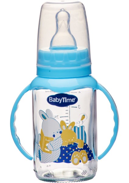 BT080 Kulplu Cam Biberon 125 ml - Mavi
