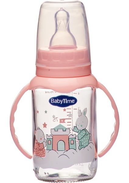 Babytime BT080 Kulplu Cam Biberon 125 ml - Pembe