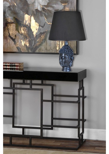 Modern Dizayn Büyük Buda Abajur Cobalt Siyah