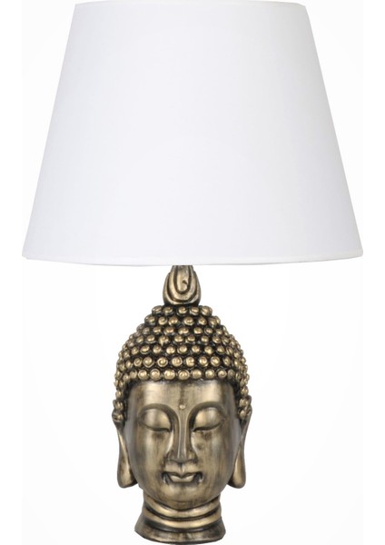 Modern Dizayn Büyük Buda Abajur Gold Beyaz