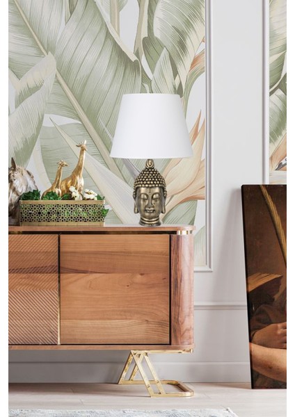 Modern Dizayn Büyük Buda Abajur Gold Beyaz fırsatları