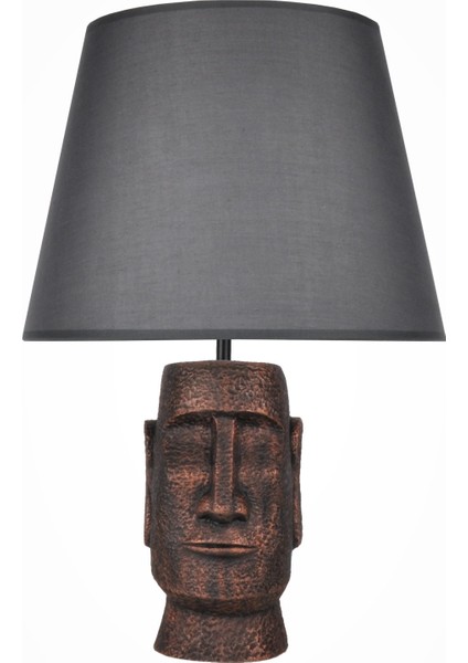 Modern Dizayn Moai Abajur Bakır Gri