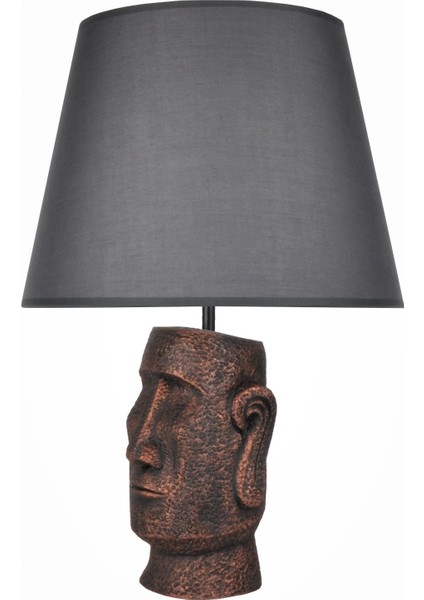 Modern Dizayn Moai Abajur Bakır Gri