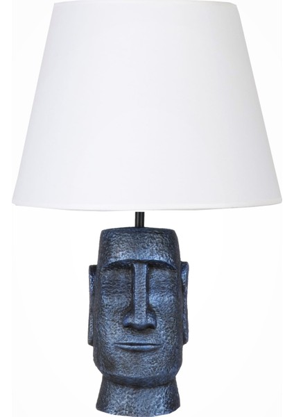 Modern Dizayn Moai Abajur Cobalt Beyaz