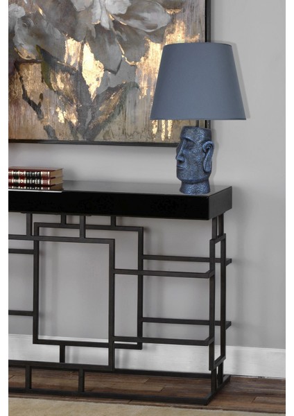 Modern Dizayn Moai Abajur Cobalt Lacivert