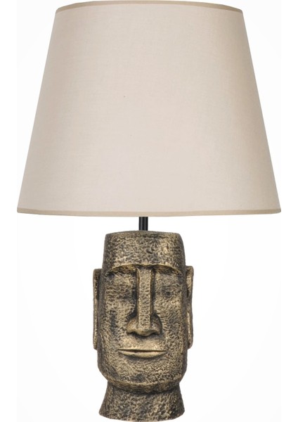 Modern Dizayn Moai Abajur Gold Bej