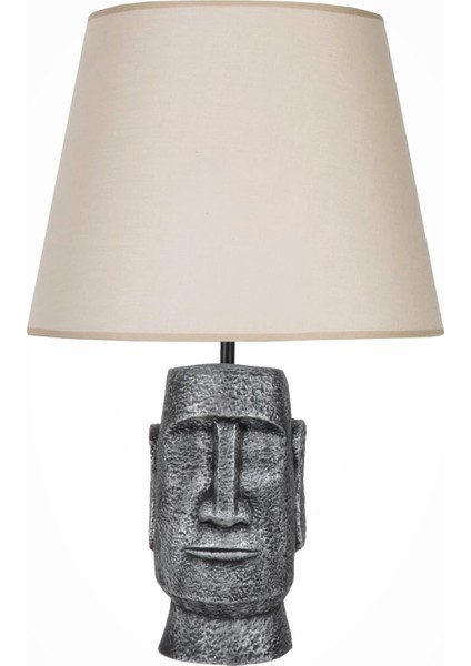 Modern Dizayn Moai Abajur Gümüş Bej