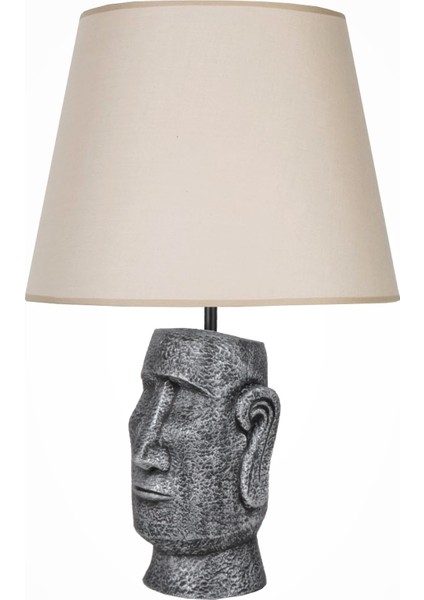 Modern Dizayn Moai Abajur Gümüş Bej