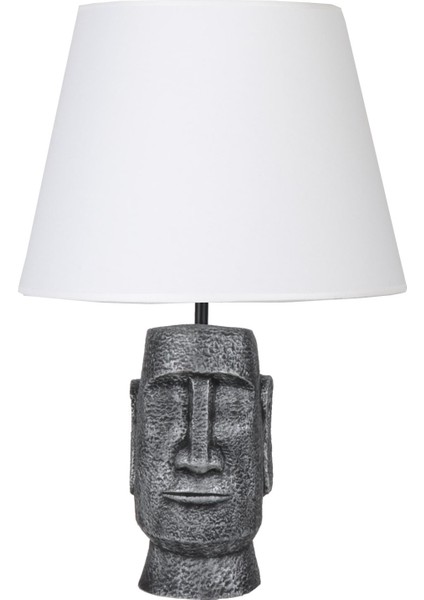 Modern Dizayn Moai Abajur Gümüş Beyaz