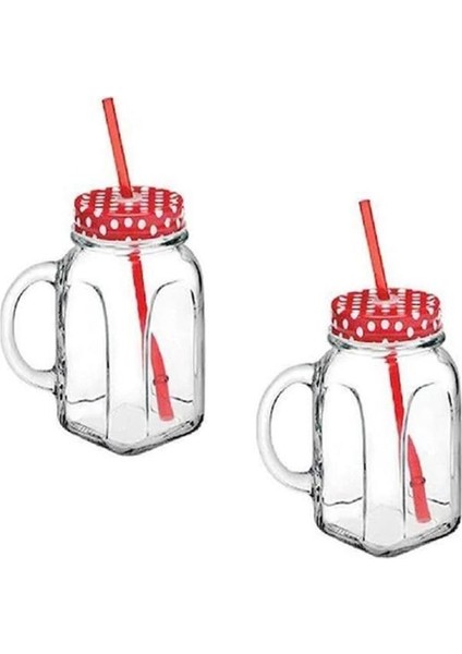 Homemade Pipetli Limonata Bardağı Kırmızı 450 cc 12 Adet