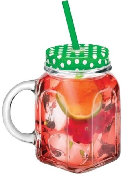 Homemade Pipetli Limonata Bardağı Yeşil 450 cc 12 Adet