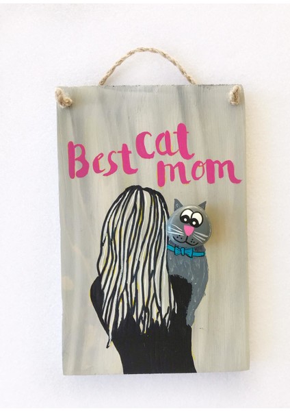 Best Cat Mom Anneler Günü Blue Bow Pano