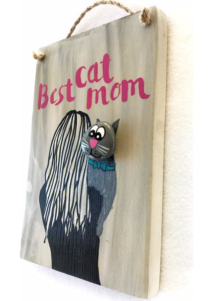 Best Cat Mom Anneler Günü Blue Bow Pano