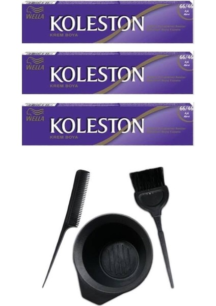 Koleston Tüp Saç Boyası 66.46 3 Adet + Saç Boyama Seti