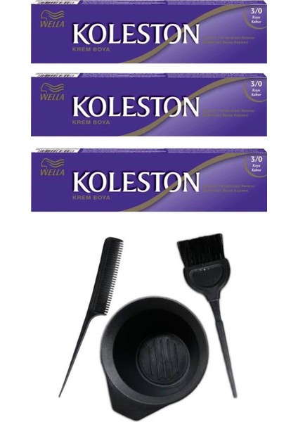 Koleston Tüp Saç Boyası 3.0 3 Adet + Saç Boyama Seti