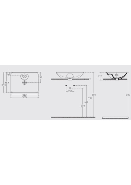 Sistema Y Clear Tezghaüstü 52 cm Lavabo