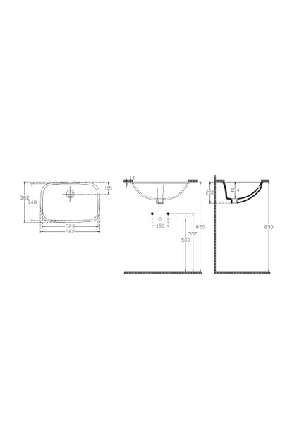Soluzione Tezgahaltı Lavabo 56 cm