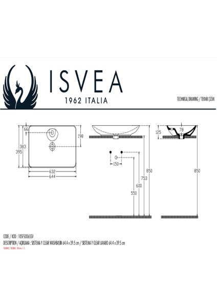 SistemaY Clear S&S 65 cm Tezgahüstü Lavabo - Somon